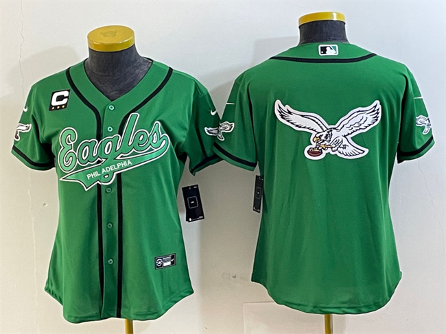 Women's Philadelphia Eagles Green Team Big Logo With 3-Star C Patch Cool Base Stitched Baseball Jersey(Run Small) Women's Philadelphia Eagles Green Team Big Logo With 3-Star C Patch Cool Base Stitched Baseball Jersey(Run Small)